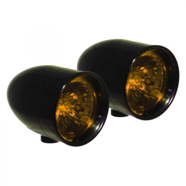Lazer Star® - Bullet Style 2.25" Black Aluminum Rigid Turn Signal Lights with Amber Lenses