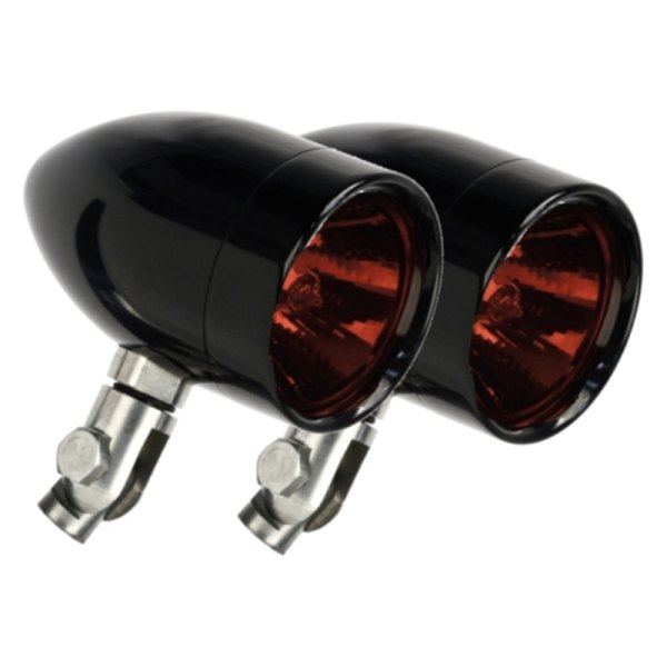 Lazer Star® - Bullet Style 2.25" Black Aluminum Pivot Turn Signal Lights with Red Lenses