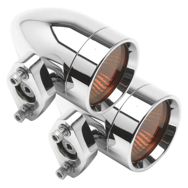 Lazer Star® - Bullet Style 2.25" Chrome Aluminum Diamond Base Turn Signal Lights with Amber Lenses