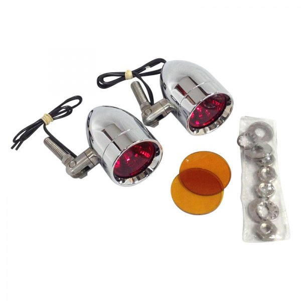 Lazer Star® - Micro B Series Bullet Style 1.5" Aluminum Pivot Turn Signal Lights with Red Lenses