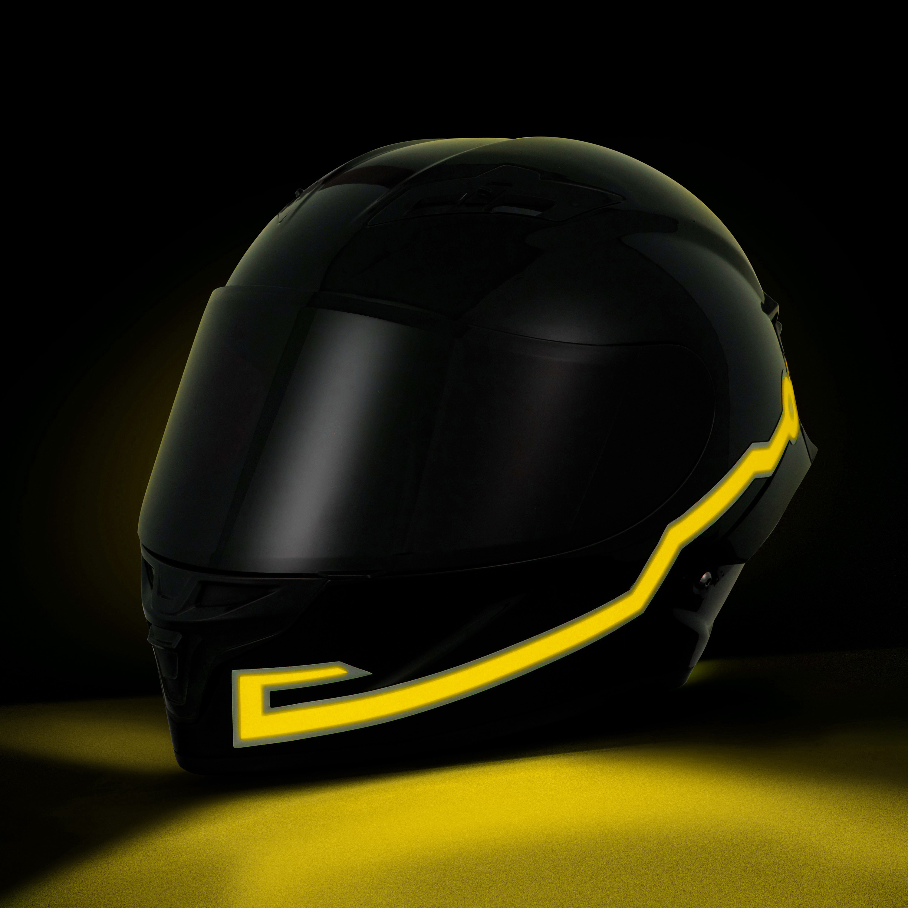 bright yellow motorcycle helmet LEGASEE® FG-PA-MOTOLED-YL