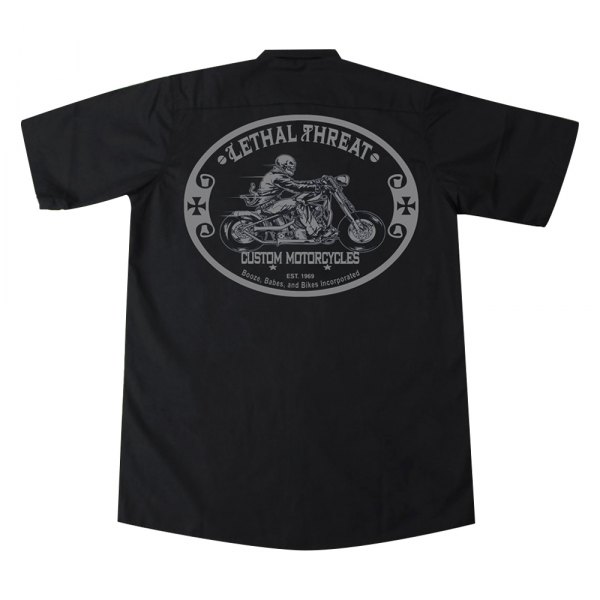 Lethal Threat® - LT Custom Motorcycle Work Men's Shirt (Medium, Black)