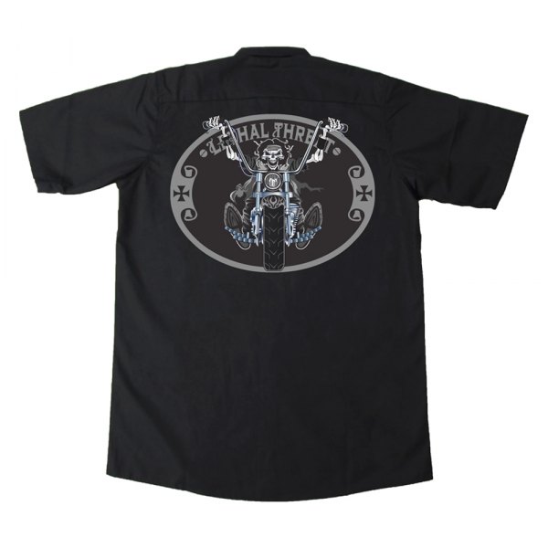 Lethal Threat® - Chopper Rider Embroidered Work Men's Shirt (X-Large, Black)