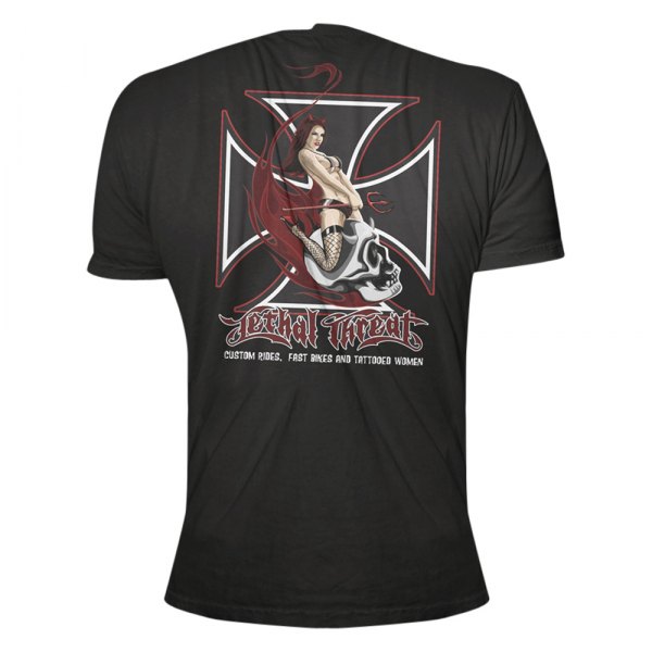 Lethal Threat® - Skull Rider Men's T-Shirt (Large, Black)