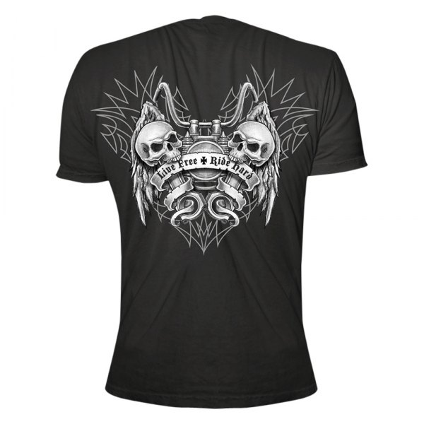 Lethal Threat® - Ride Hard Piston Skull Men's T-Shirt (2X-Large, Black)