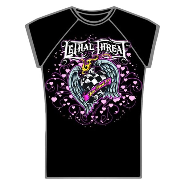 Lethal Threat® - Too Fast Heart Gal Men's T-Shirt (Large, Black)
