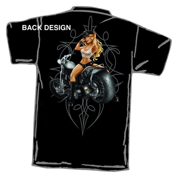 Lethal Threat® - Street and Steel Biker Skull Men's T-Shirt (Large, Black)