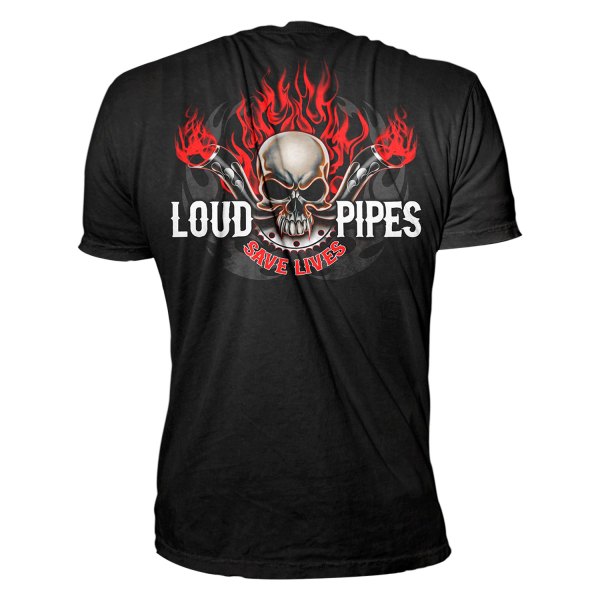 Lethal Threat® - Loud Pipes Save Lifes Men's T-Shirt (Large, Black)