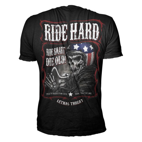 Lethal Threat® - Ride Hard Men's T-Shirt (Large, Black)
