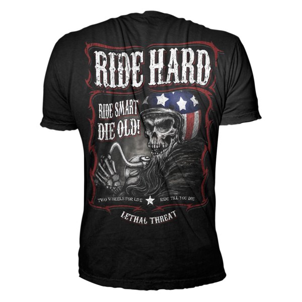 Lethal Threat® - Ride Hard Men's T-Shirt (X-Large, Black)