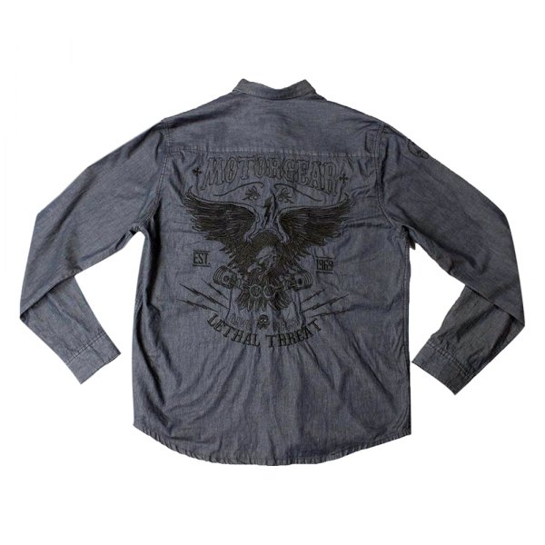 Lethal Threat® - Eagle Piston Button Work Men's Long Sleeve T-Shirt (2X-Large, Black)
