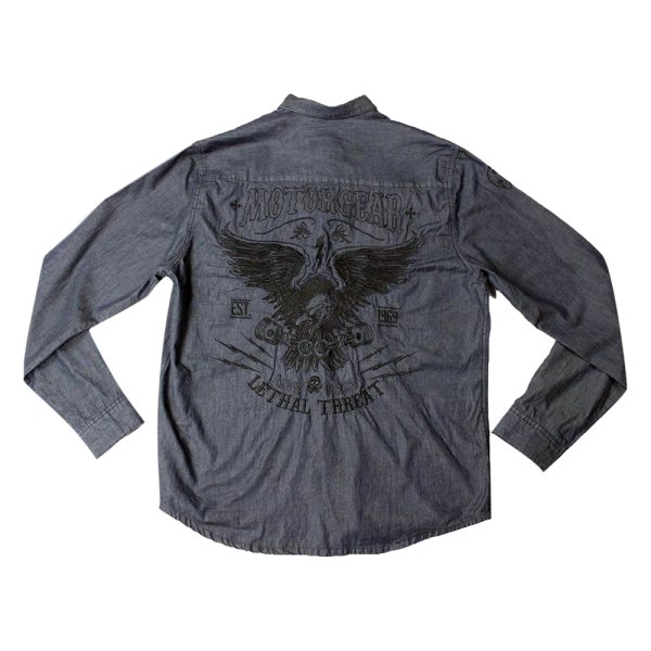 Lethal Threat® - Eagle Piston Button Work Men's Long Sleeve T-Shirt (X-Large, Black)