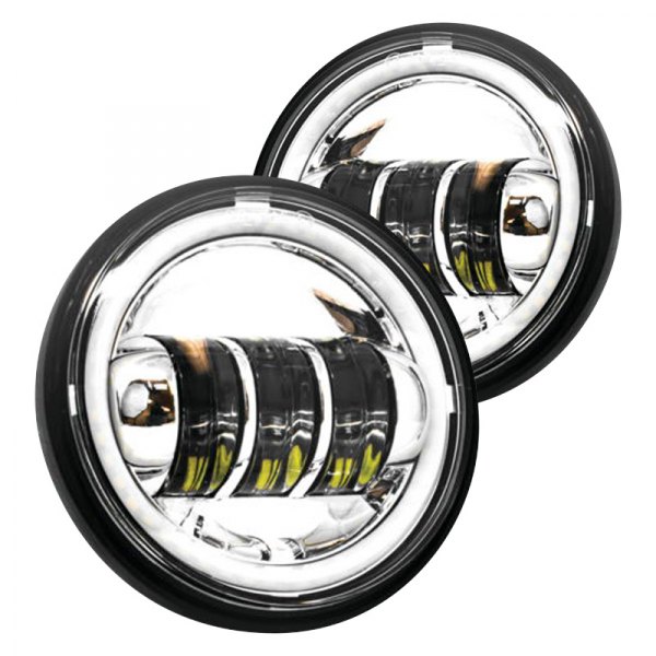 Letric Lighting® - 4.5" Round Chrome Housing LED Passing Lamps with Halo