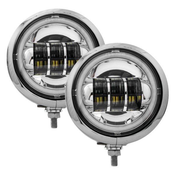 Letric Lighting® - Full Halo 4.5" 2x30W Round Chrome Housing LED Passing Lamps