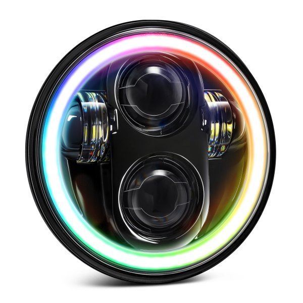 Lumen® - 5 3/4" Round Black RGB Halo Projector LED Headlight