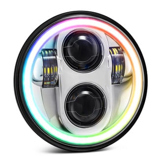 Lumen® - 5 3/4" Round Chrome RGB Halo Projector LED Headlight