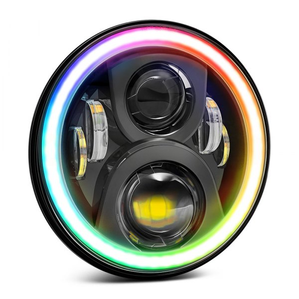 Lumen® - 7" Round Black RGB Halo Projector LED Headlight