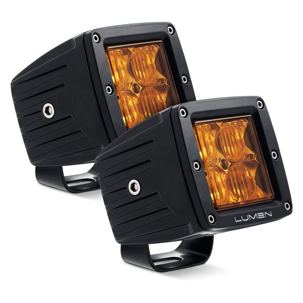 Lumen® - 3" Cube 4D Optic 20W Amber Flood Beam LED Pod Lights