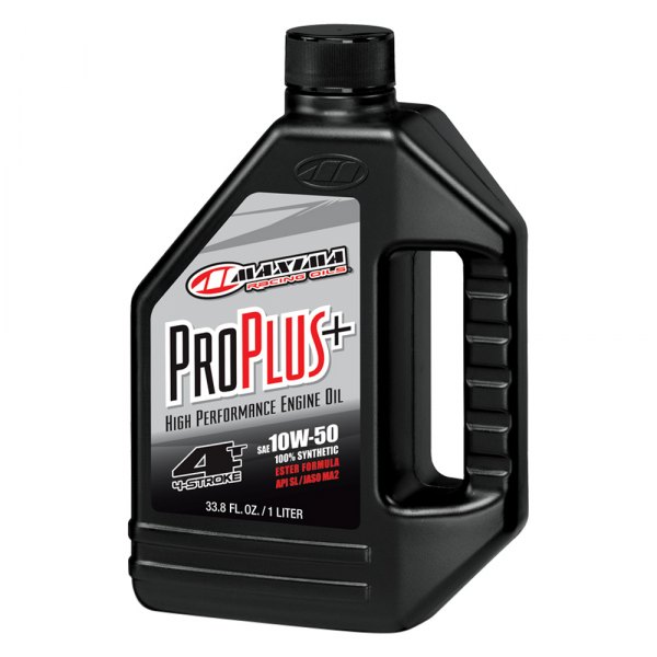Maxima Racing Oils® - Pro Plus+ SAE 10W-50 Synthetic 4T Motorcycle Engine Oil, 1 Liter x 12 Bottles