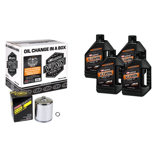 Maxima Racing Oils® - V-Twin SAE 20W-50 Conventional Oil Quick Change Kits, 4 Quarts