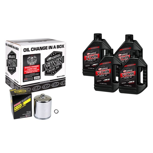 Maxima Racing Oils® - V-Twin SAE 20W-50 Synthetic Oil Quick Change Kits, 4 Quarts