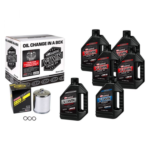 Maxima Racing Oils® - V-Twin SAE 20W-50 Synthetic Oil Quick Change Kits, 6 Quarts