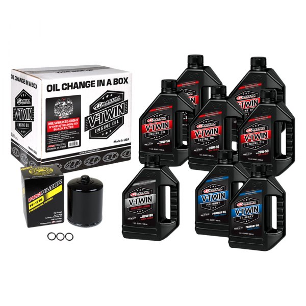 Maxima Racing Oils® - V-Twin SAE 20W-50 Conventional Oil Quick Change Kits, 8 Quarts
