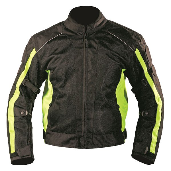 Motonation® - Diablo Sport Vented Textile Jacket (Small, Black/Hi-Viz Yellow)