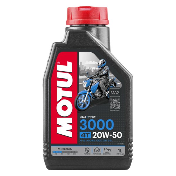 Motul USA® - 3000 SAE 20W-50 Mineral 4T Engine Oil, 208 Liters