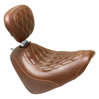 Mustang® - Wide Tripper™ Distressed Brown Solo Seat with Driver Backrest