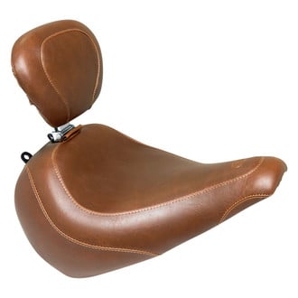 Mustang® - Wide Tripper™ Distressed Brown Solo Seat with Driver Backrest