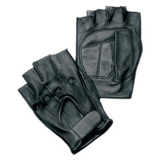 Redline Leather Men's Gel Padded Fingerless Motorcycle Leather Gloves in Black | Size: Small | G-059