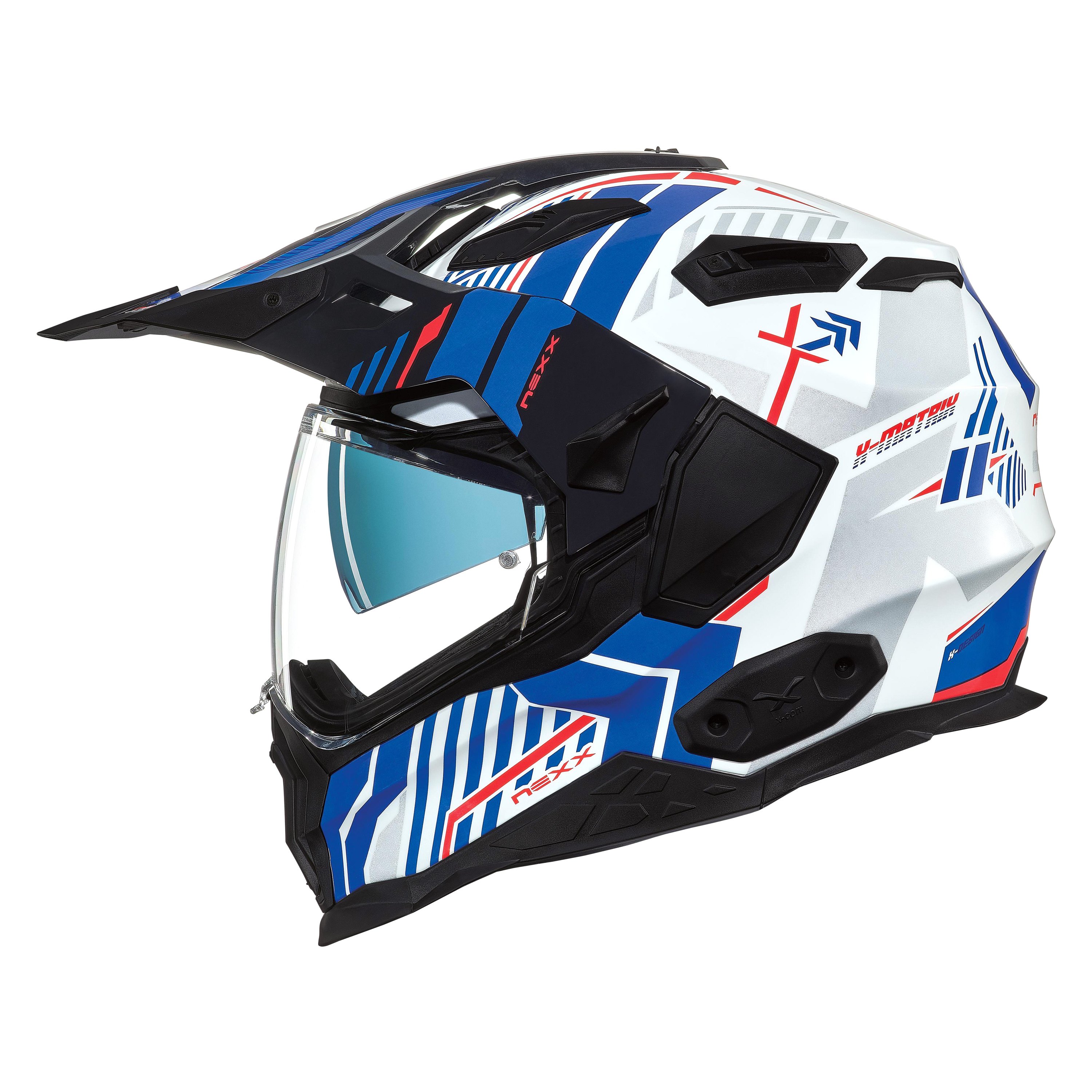 blue dual sport helmet