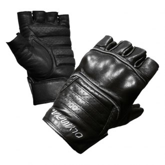 Redline Leather Men's Gel Padded Fingerless Motorcycle Leather Gloves in Black | Size: Small | G-059