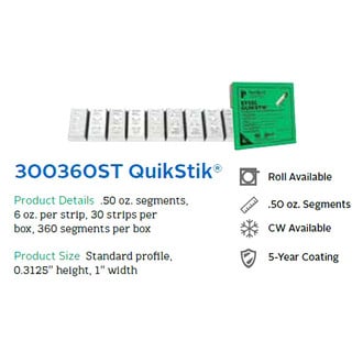 Perfect Equipment® 300360ST - QuikStik™ Standard Profile Wheel Weights