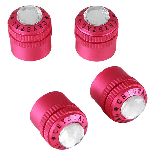 Pilot® - Pink Anodized Crystal Lettering Wheel Valve Stem Caps