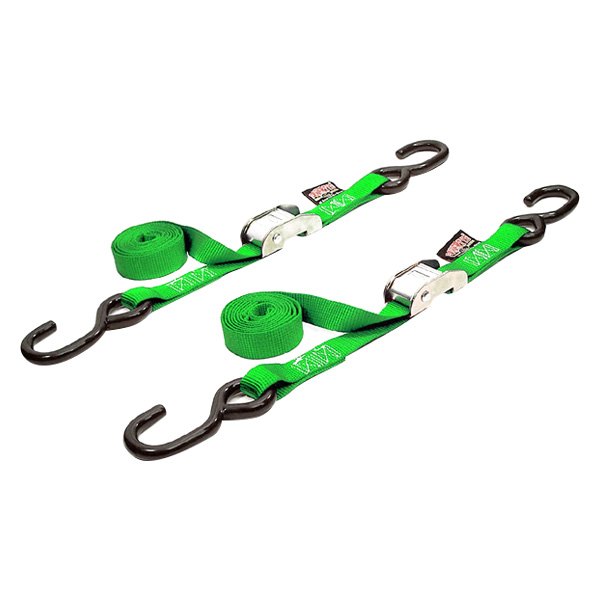 Powertye® - 1" x 66" Green Cam Buckle Tie-Down with S-Hook