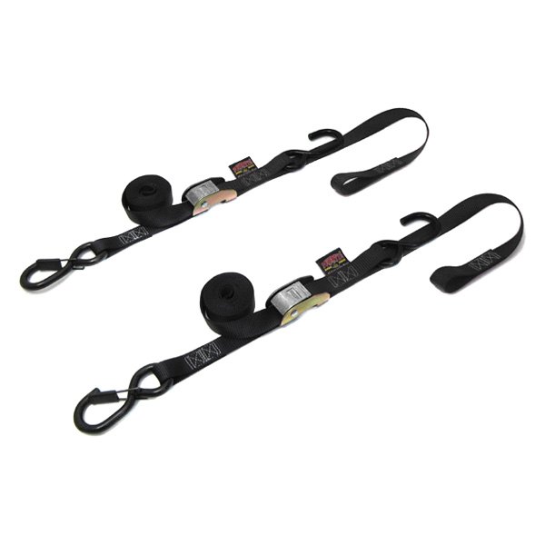 Powertye® - 1" x 72" Black Cam Buckle Soft-Tye Tie-Down with Secure Latch Hooks