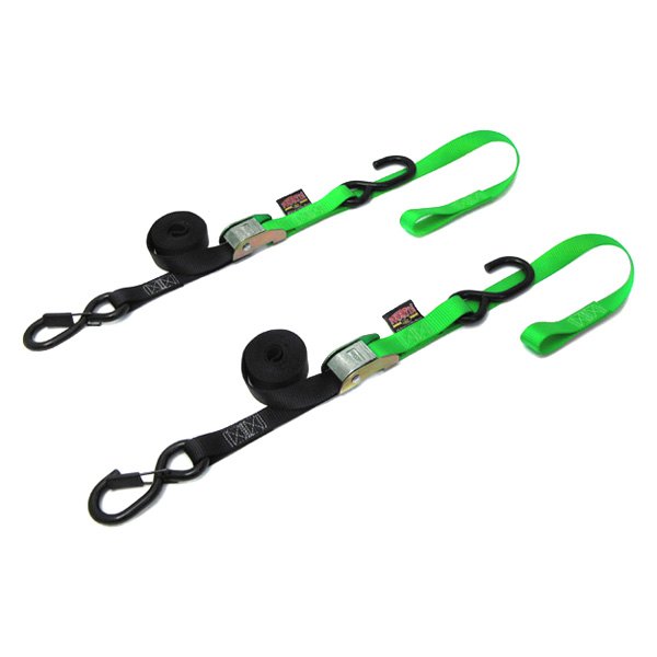 Powertye® - 1" x 66" Green Cam Buckle Soft-Tye Tie-Down with Secure Latch Hooks