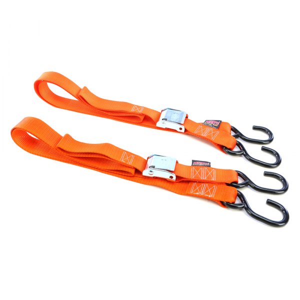Powertye® - Fat Strap 1.5" x 66" Orange Cam Buckle Tie-Downs with S-Hook
