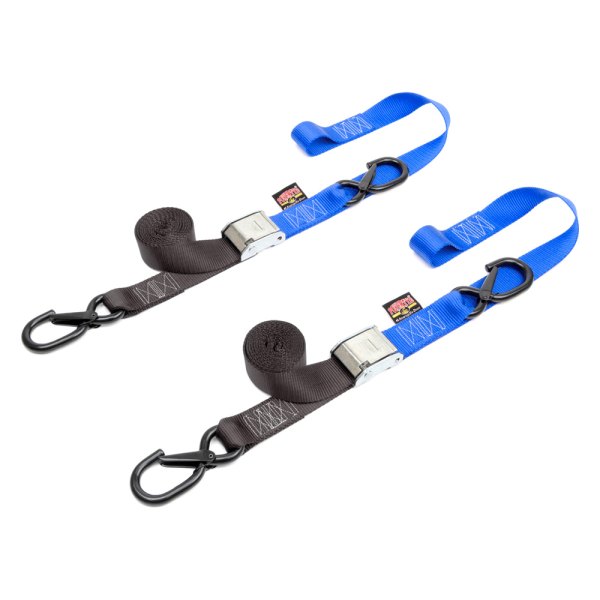 Powertye® - Fat Strap 1.5" x 72" Blue Cam Buckle Soft-Tye Tie-Downs with Secure Latch Hooks