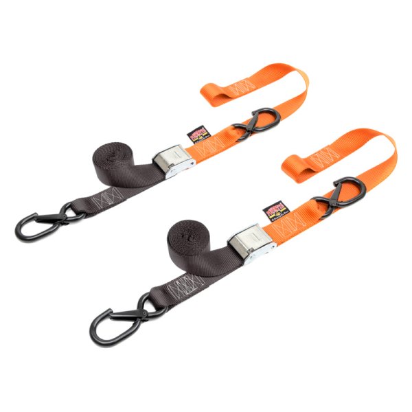 Powertye® - Fat Strap 1.5" x 72" Orange Cam Buckle Soft-Tye Tie-Downs with Secure Latch Hooks