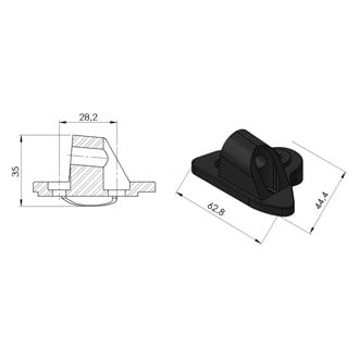 Puig® - Hi-Tech 1 Right Side Black Rear View Mirror Adapter