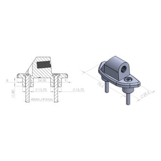 Puig® - Hi-Tech 1 Right Side Black Rear View Mirror Adapter