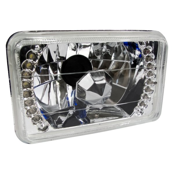 Race Sport® - 7x6" Rectangular Chrome Diamond Cut LED Halo Headlight
