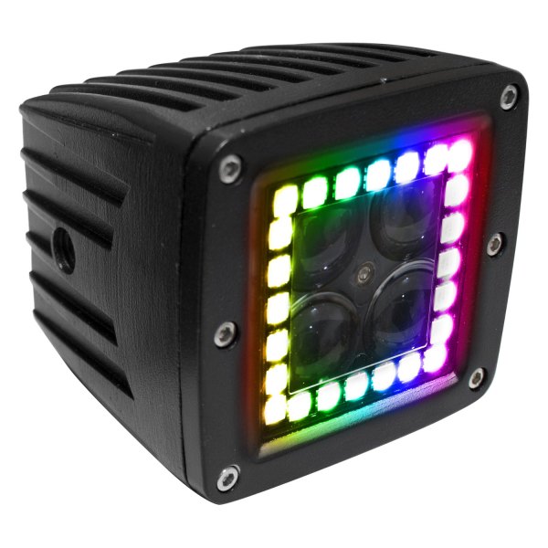 Race Sport® - ColorADAPT™ Series 3" 2x16W Cube Spot Beam LED Lights with RGB Backlight, Lighted