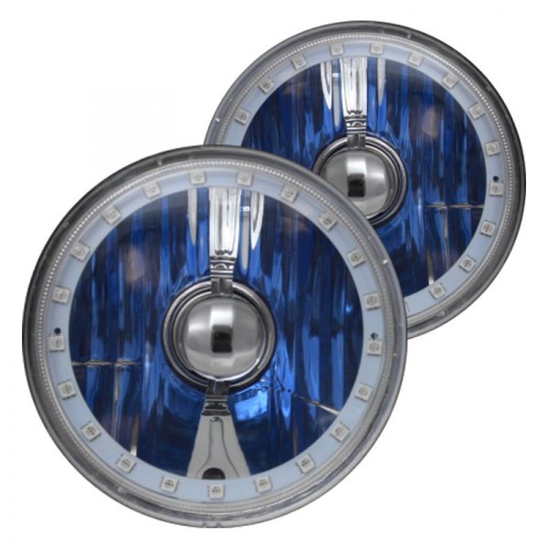 RedLine LumTronix® - Elite 5 3/4" Round Chrome Diamond Cut Color Changing Halo Euro Headlights