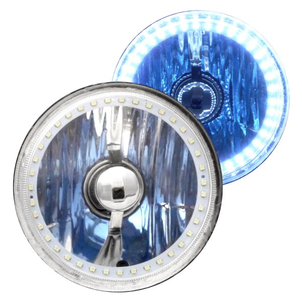 RedLine LumTronix® - 5 3/4" Round Diamond Cut Chrome White Color Halo Crystal Headlights