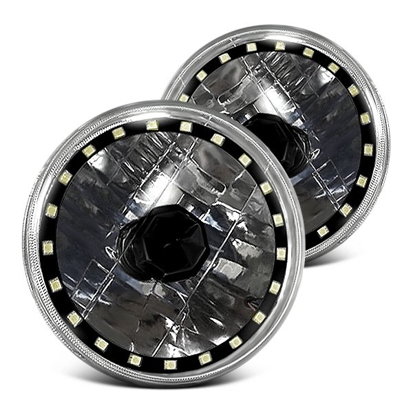 RedLine LumTronix® - Black Illusion™ Elite 5 3/4" Round Black Diamond Cut Color Changing Halo Euro Headlights