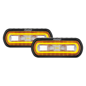 Rigid Industries® - SR-L Series 4.5"x1.5" 2x14W Rectangular Wide Driving Beam LED Lights with Amber Halo